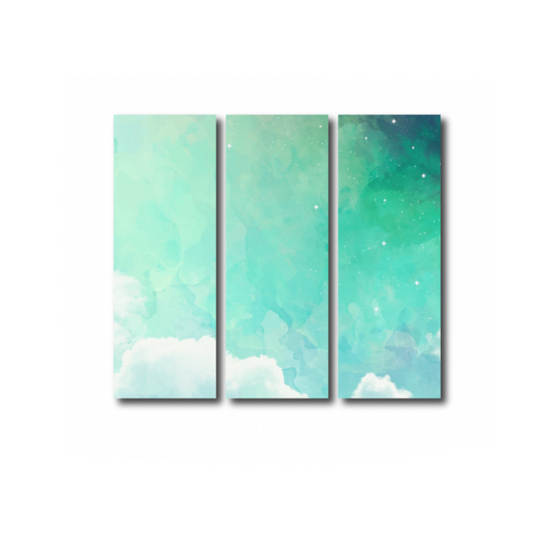 Τρίπτυχος πίνακας σε καμβά Γαλαζοπράσινος ουρανός